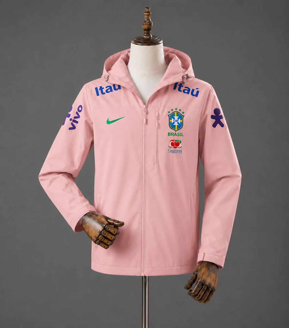 Veste coupe-vent Brésil rose – face