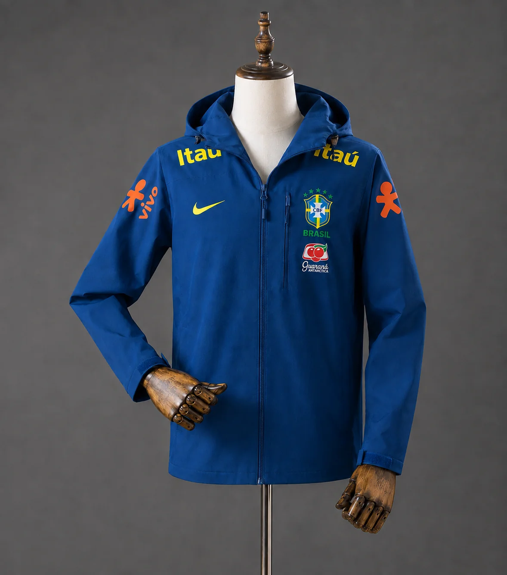 Veste coupe-vent Brésil bleue – face
