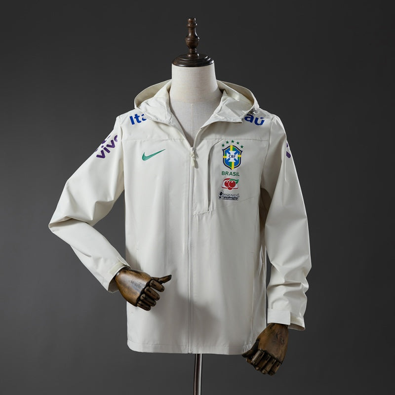 Veste coupe-vent Brésil blanche – face