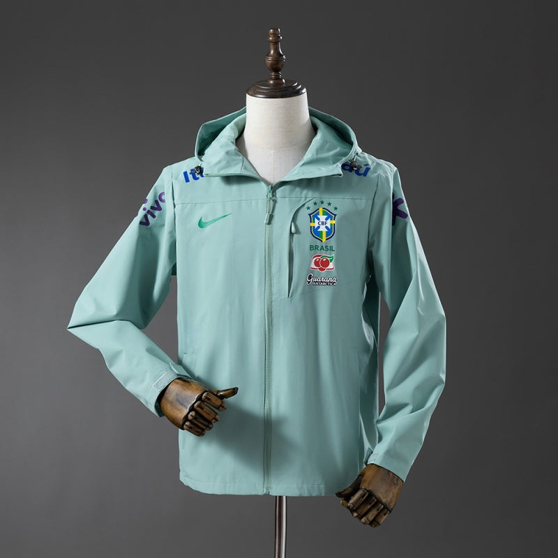 Veste coupe-vent Brésil vert menthe – face